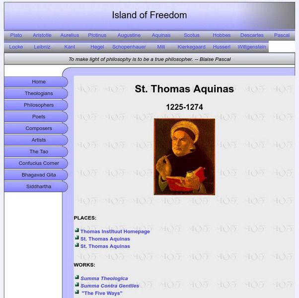 Island of Freedom: St. Thomas Aquinas Handout Island of Freedom: St. Thomas Aquinas Handout