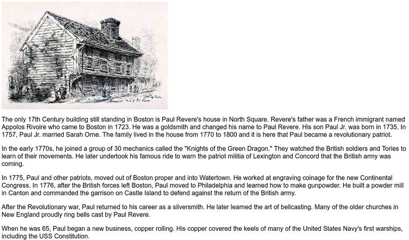 Newberry Library: Historic Maps: Revolutionary Boston: Paul Revere's House Handout Newberry Library: Historic Maps: Revolutionary Boston: Paul Revere's House Handout