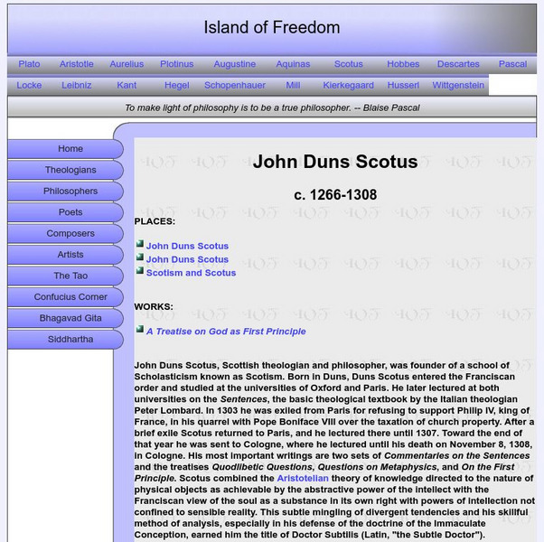 Island of Freedom: John Duns Scotus Handout