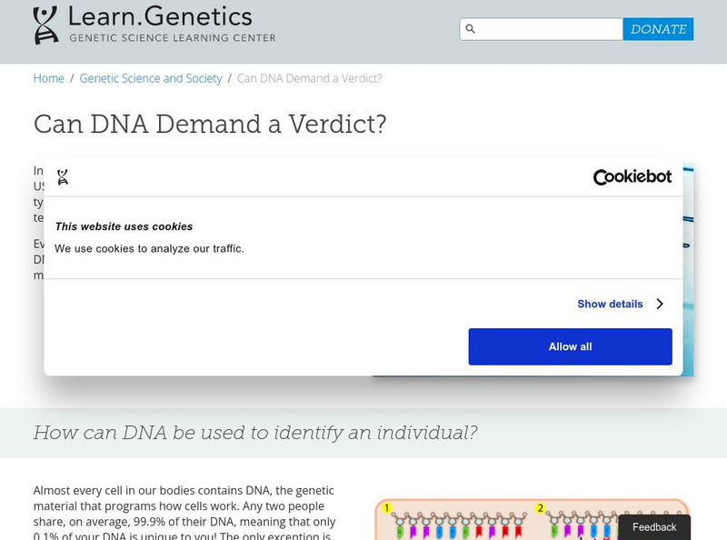 University of Utah: Genetic Science Learning Center: Dna and Verdicts Interactive University of Utah: Genetic Science Learning Center: Dna and Verdicts Interactive