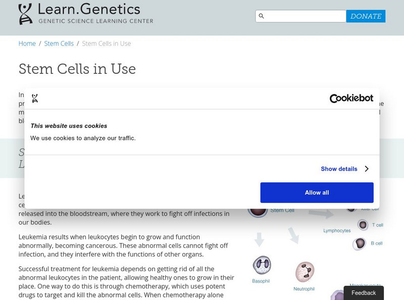 University of Utah: Stem Cell Therapies Today Handout University of Utah: Stem Cell Therapies Today Handout