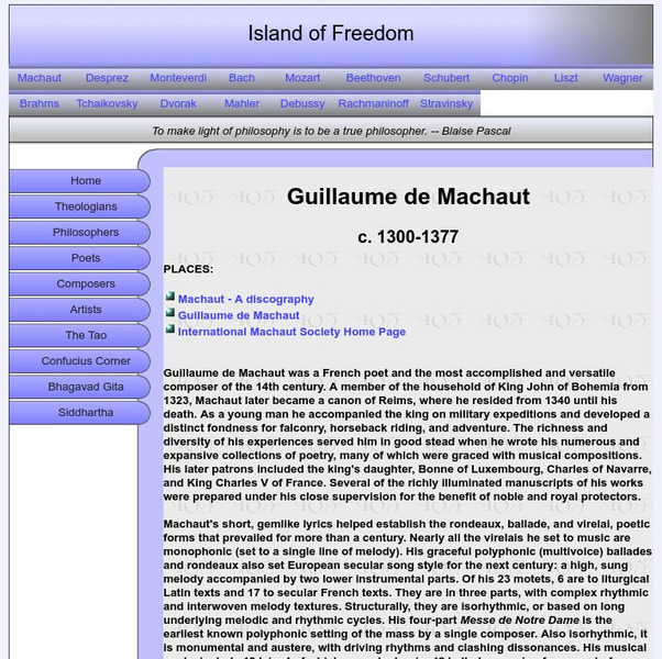 Island of Freedom: Guillaume De Machaut Handout