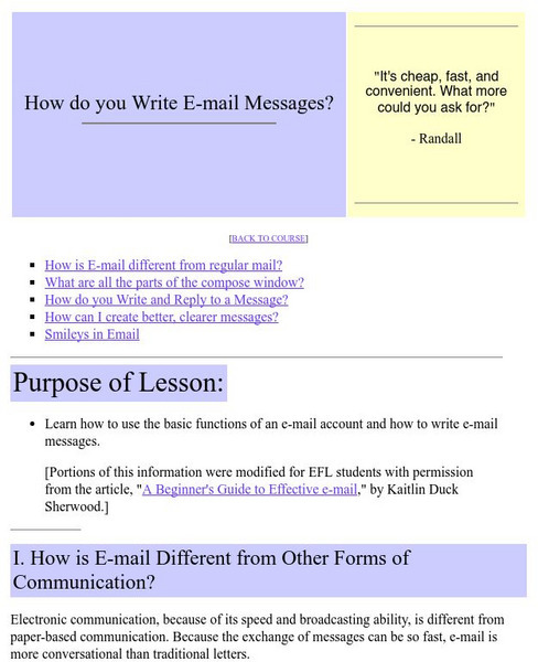 Esl Net world.com: How Do You Write E Mail Messages? Activity Esl Net world.com: How Do You Write E Mail Messages? Activity