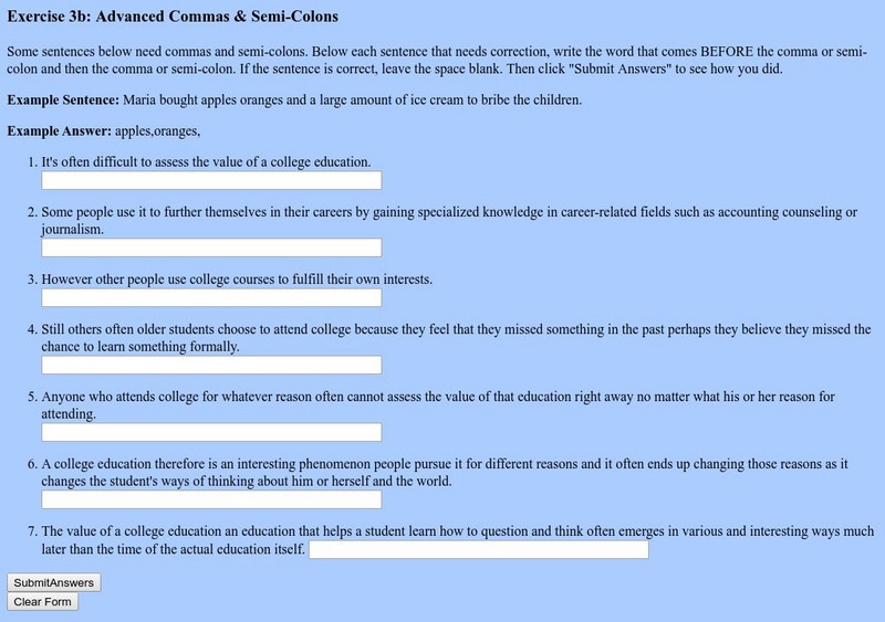 Empire State College: Exercise 3b: Advanced Commas Unknown Type Empire State College: Exercise 3b: Advanced Commas Unknown Type