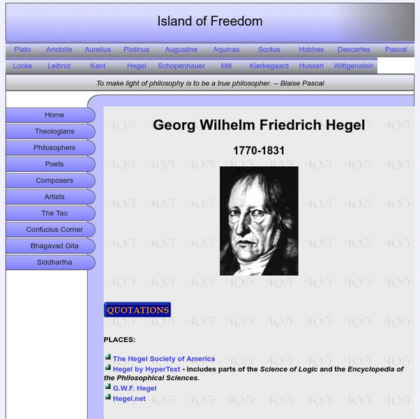 Island of Freedom: Georg Wilhelm Friedrich Hegel Handout Island of Freedom: Georg Wilhelm Friedrich Hegel Handout