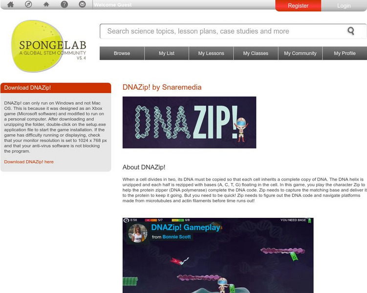 Spongelab Interactive: Dna Zip! Interactive Spongelab Interactive: Dna Zip! Interactive