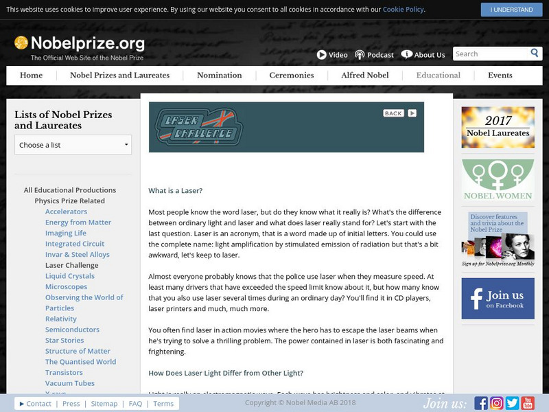 The Nobel Prize: Laser Facts Handout The Nobel Prize: Laser Facts Handout