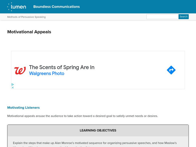 Lumen: Boundless Communications: Motivational Appeals Lesson Plan Lumen: Boundless Communications: Motivational Appeals Lesson Plan