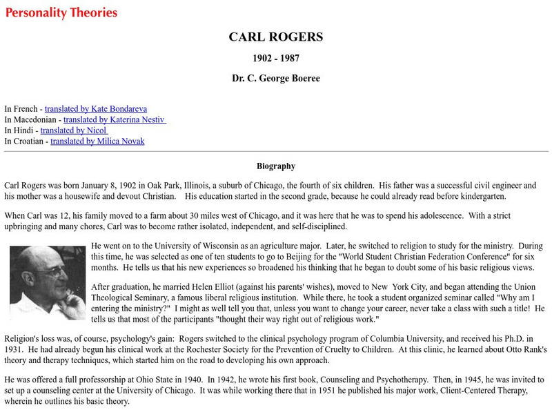 Shippensburg University: Carl Rogers (1902 1987) Article Shippensburg University: Carl Rogers (1902 1987) Article