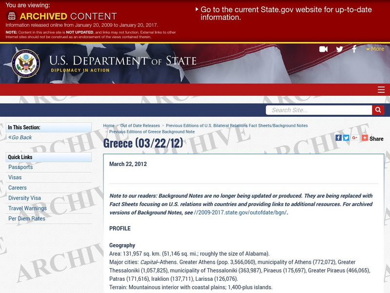 Us Department of State: Archive: Greece Handout