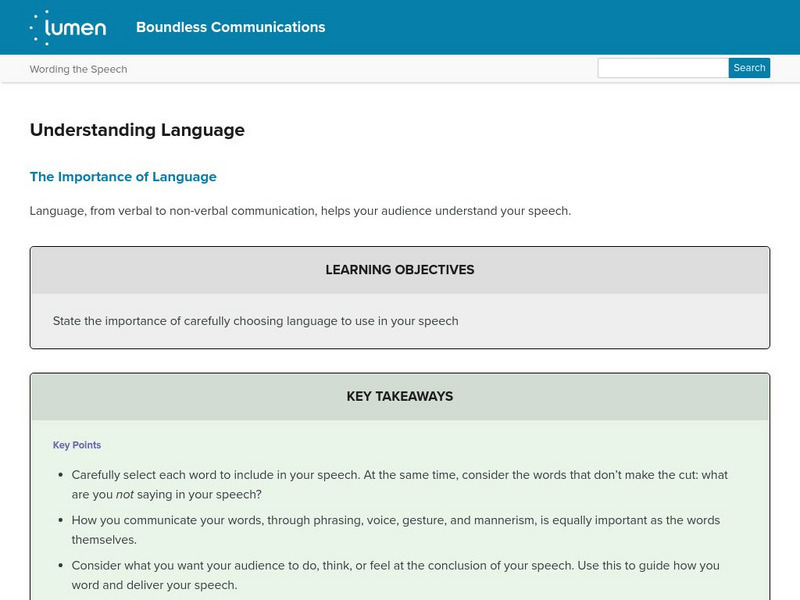 Lumen: Boundless Communications: Understanding Language Lesson Plan