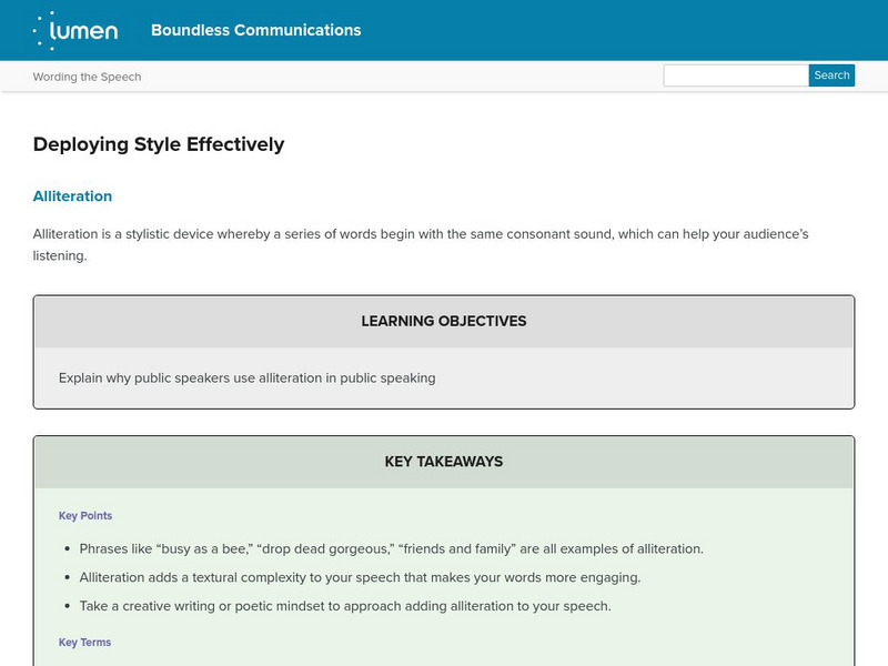 Lumen: Boundless Communications: Deploying Style Effectively Lesson Plan