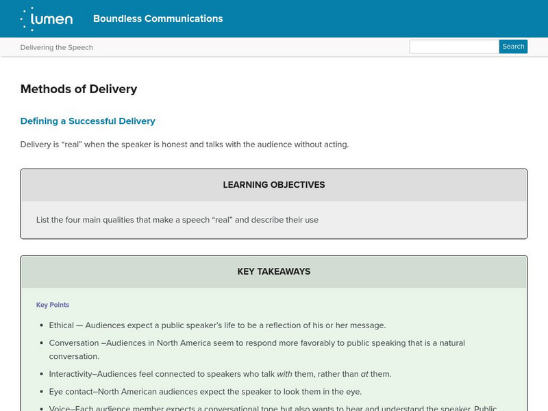 Lumen: Boundless Communications: Methods of Delivery Lesson Plan Lumen: Boundless Communications: Methods of Delivery Lesson Plan