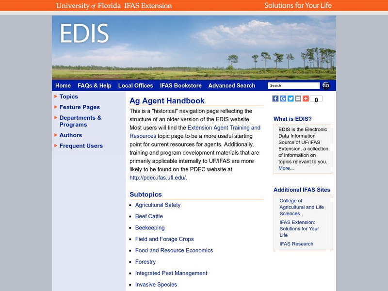 Univ of florida ag agent handbook handout for 9th 10th grade