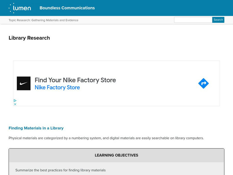 Lumen: Boundless Communications: Library Research Handout