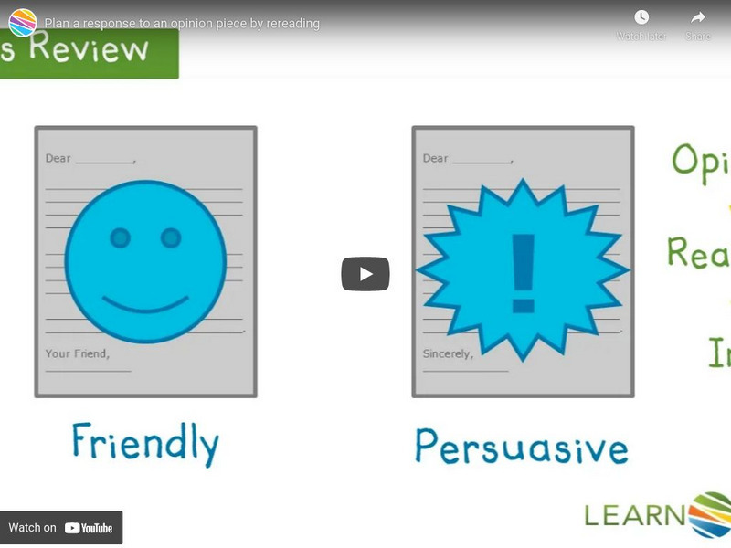 Learn Zillion: Plan a Response to an Opinion Piece by Rereading Instructional Video Learn Zillion: Plan a Response to an Opinion Piece by Rereading Instructional Video