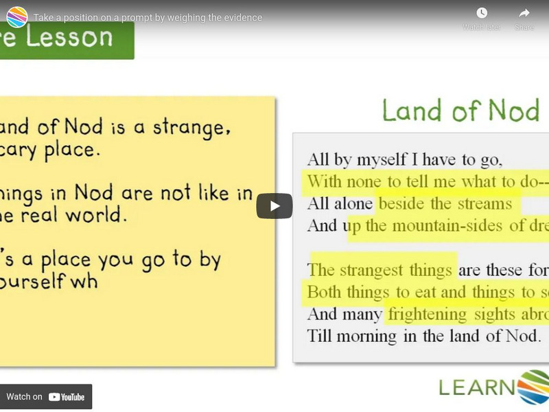 Learn Zillion: Take a Position on a Prompt by Weighing the Evidence Instructional Video