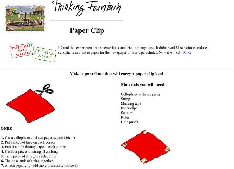 Science Museum of Minnesota: Thinking Fountain: Paper Clip Activity Science Museum of Minnesota: Thinking Fountain: Paper Clip Activity