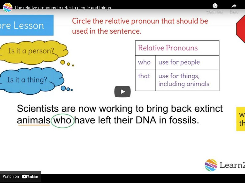 Learn Zillion: Use Relative Pronouns to Refer to People and Things Instructional Video Learn Zillion: Use Relative Pronouns to Refer to People and Things Instructional Video