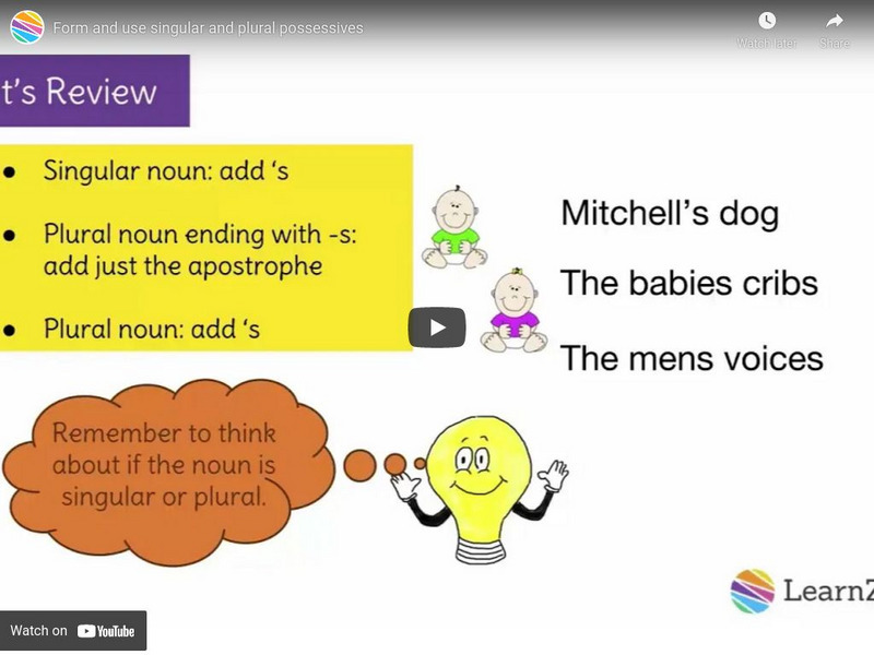 Learn Zillion: Form and Use Singular and Plural Possessives Instructional Video