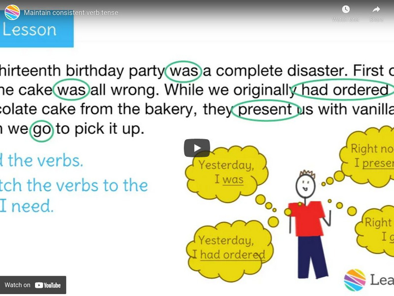 Learn Zillion: Maintain Consistent Verb Tense Instructional Video Learn Zillion: Maintain Consistent Verb Tense Instructional Video