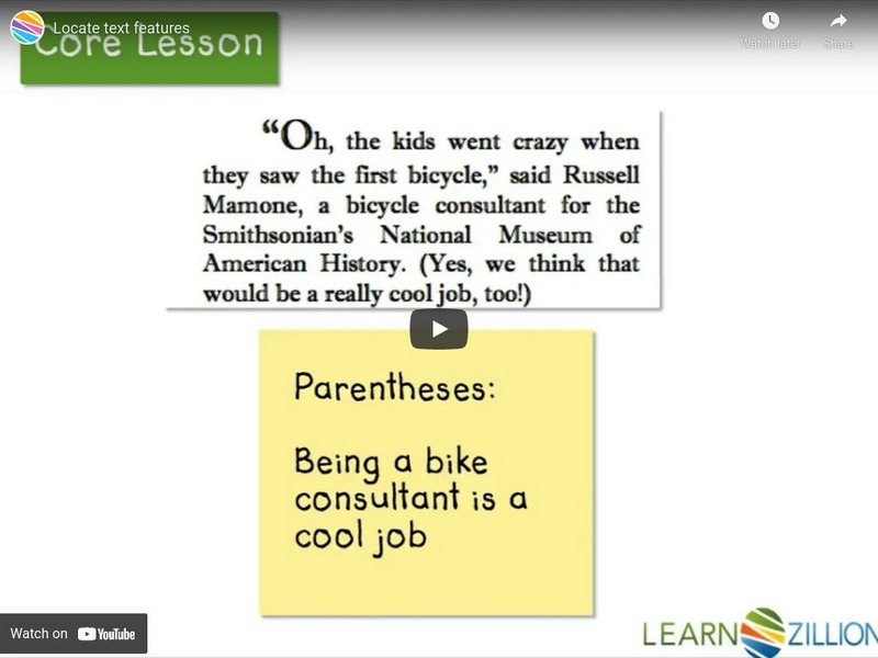 Learn Zillion: Locate Text Features Instructional Video Learn Zillion: Locate Text Features Instructional Video