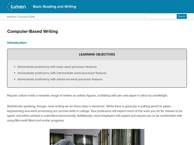 Lumen: Success Skills: Computer Based Writing Lesson Plan Lumen: Success Skills: Computer Based Writing Lesson Plan