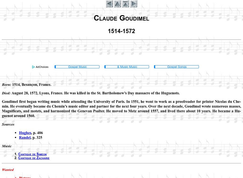 The Cyber Hymnal: Claude Goudimel Handout