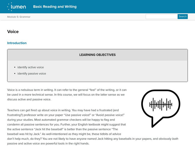 Lumen: Grammar: Voice Lesson Plan Lumen: Grammar: Voice Lesson Plan