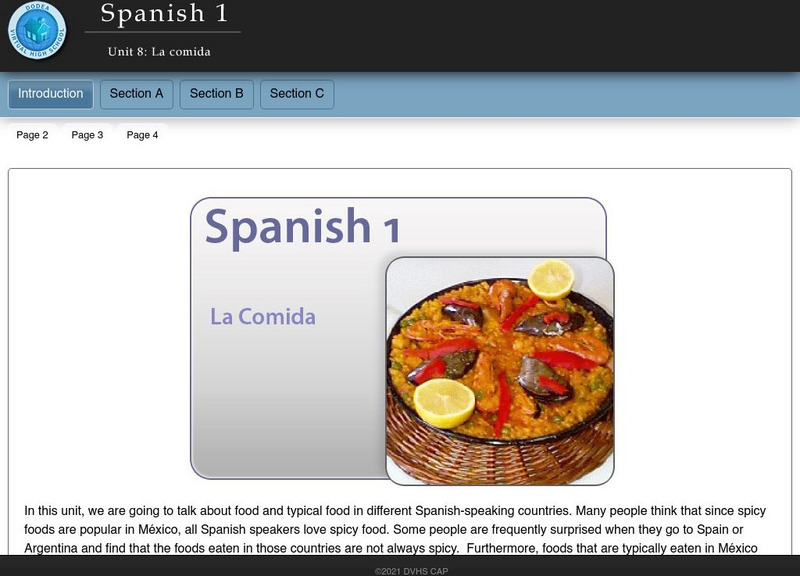 Do Dea: Spanish 1: Unit 8: La Comida Unit Plan Do Dea: Spanish 1: Unit 8: La Comida Unit Plan