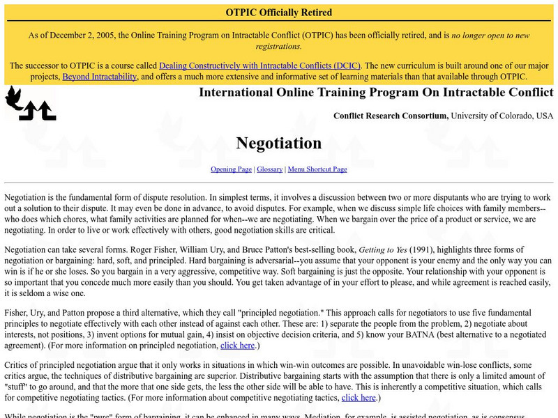 University of Colorado: Negotiation Website University of Colorado: Negotiation Website