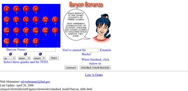 Fermilab: Baryon Bonanza Interactive