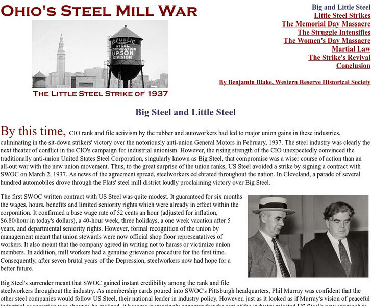 Ohio's Steel Mill War: The Little Steel Strike of 1937 Article Ohio's Steel Mill War: The Little Steel Strike of 1937 Article