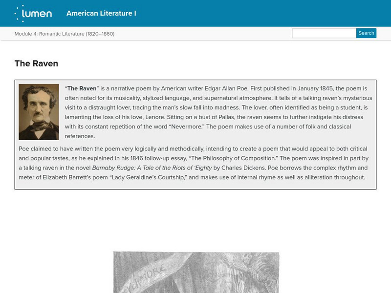 Lumen: American Romanticism: "The Raven" by Edgar Allan Poe Primary Lumen: American Romanticism: "The Raven" by Edgar Allan Poe Primary