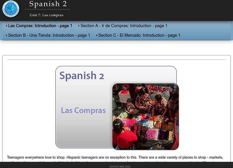 Do Dea: Spanish 2: Unit 7: Las Compras Unit Plan Do Dea: Spanish 2: Unit 7: Las Compras Unit Plan