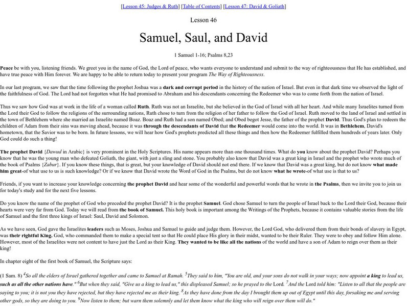 Samuel, Saul, and David Handout Samuel, Saul, and David Handout