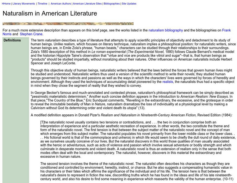 Washington State University: Literary Movements: American Naturalism Handout Washington State University: Literary Movements: American Naturalism Handout