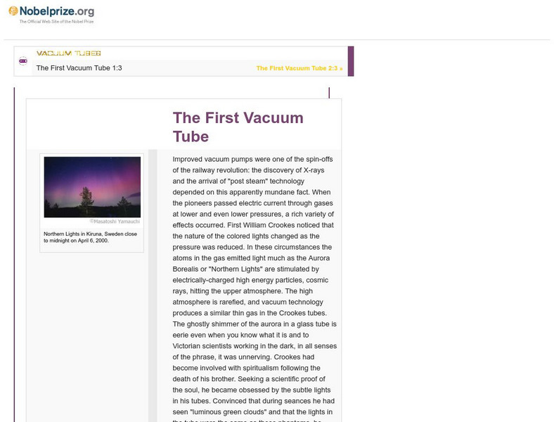 The Nobel Prize: Vacuum Tubes Handout The Nobel Prize: Vacuum Tubes Handout