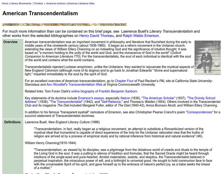 Washington State University: Literary Movements: American Transcendentalism Website Washington State University: Literary Movements: American Transcendentalism Website