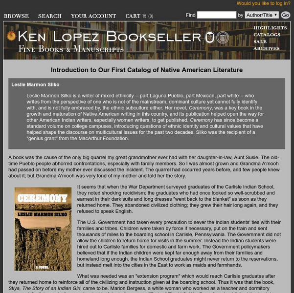 Ken Lopez Book Seller: Silko's Introduction Website Ken Lopez Book Seller: Silko's Introduction Website