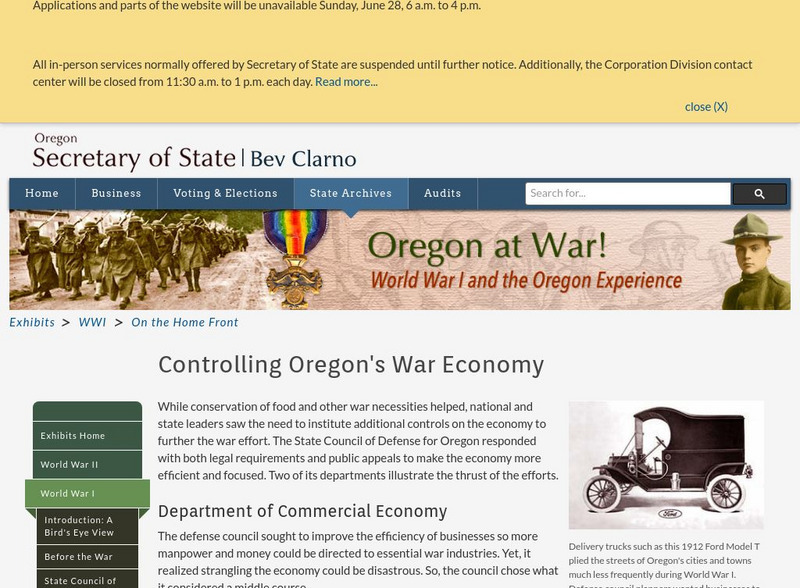 Oregon State Archives: Controlling Oregon's Economy for the War Effort Website Oregon State Archives: Controlling Oregon's Economy for the War Effort Website