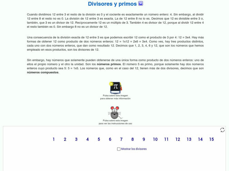 Ministerio De Educacion: Divisores Y Primos Activity Ministerio De Educacion: Divisores Y Primos Activity