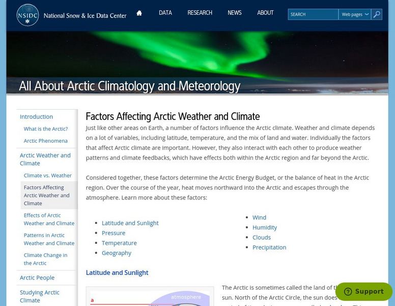 National Snow and Ice Data Center: Factors Affecting Arctic Weather and Climate Handout National Snow and Ice Data Center: Factors Affecting Arctic Weather and Climate Handout