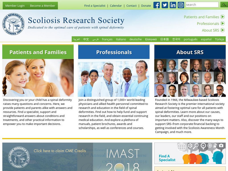 Srs: Scoliosis Research Society Website Srs: Scoliosis Research Society Website