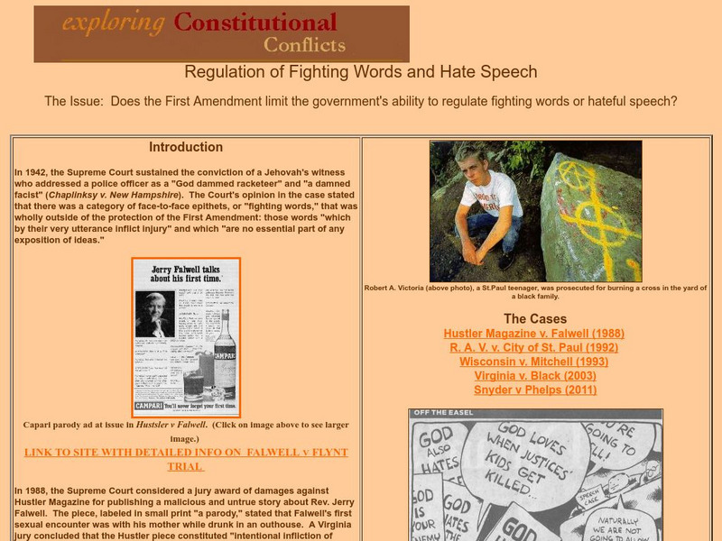 Exploring Constitutional Conflicts: Regulation of Fighting Words and Hate Speech Website Exploring Constitutional Conflicts: Regulation of Fighting Words and Hate Speech Website