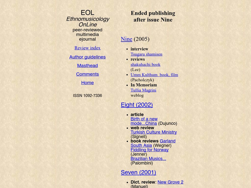 Ethnomusicology Online Journal Primary Ethnomusicology Online Journal Primary