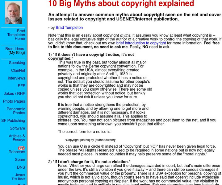 Brad Templeton: 10 Big Myths About Copyright Explained Unknown Type Brad Templeton: 10 Big Myths About Copyright Explained Unknown Type