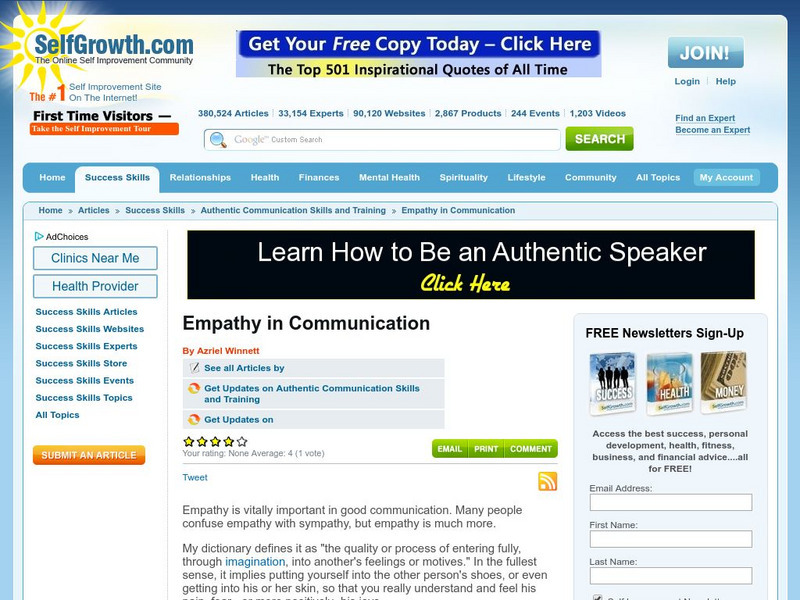 Self growth.com: Empathy in Communication Handout Self growth.com: Empathy in Communication Handout