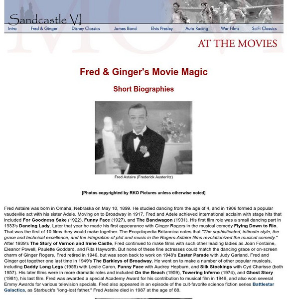 Sandcastle v.i.: Fred and Ginger's Movie Magic Handout