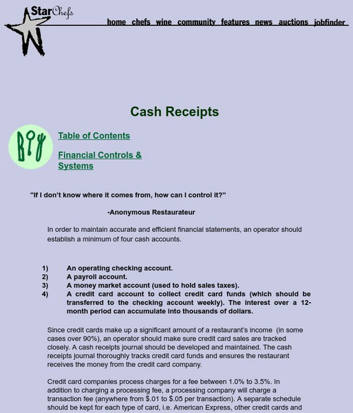 Cash Receipts Website